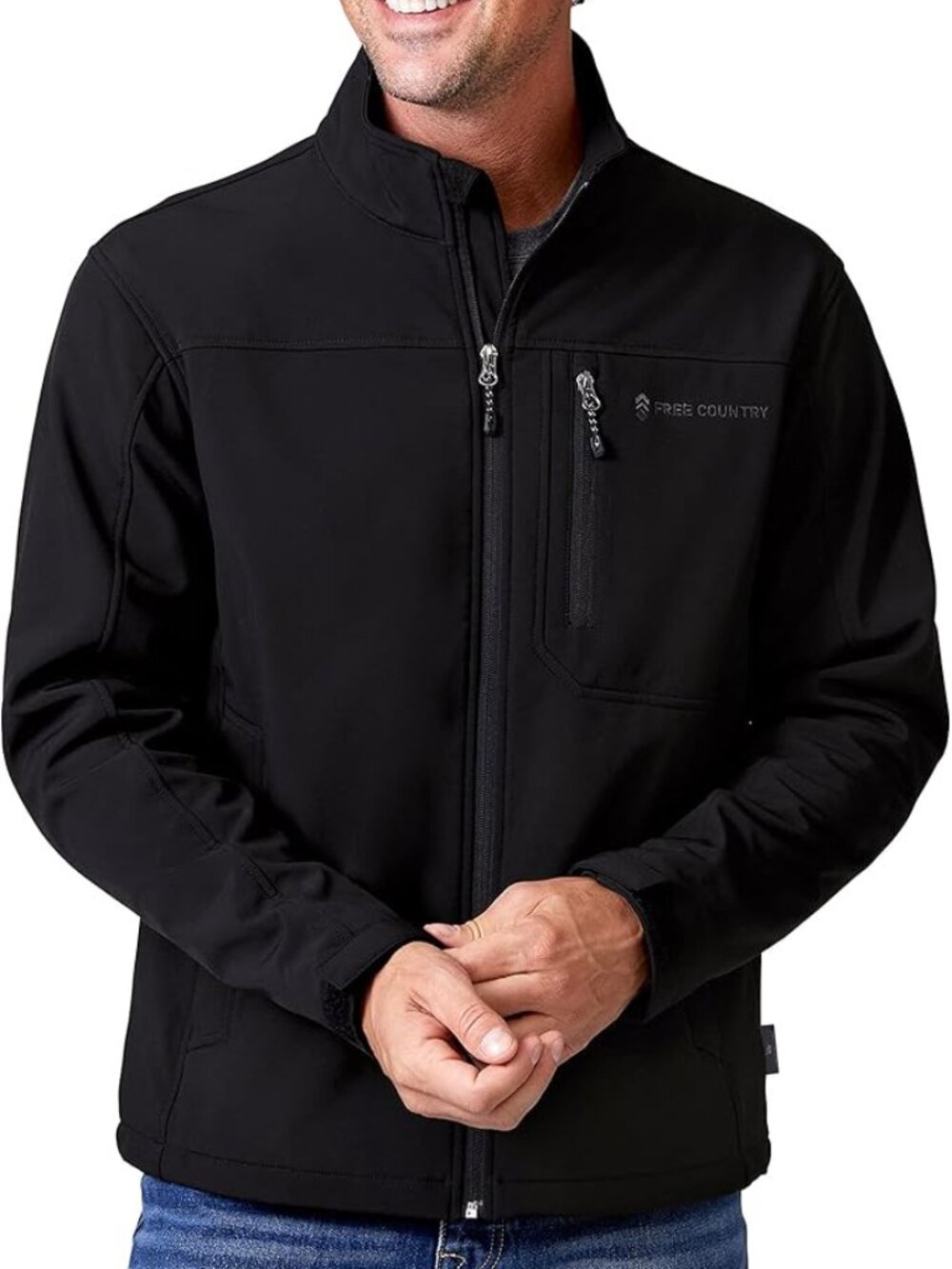 Free Country Men’s Black Softshell Fleece Lined Performance Jacket